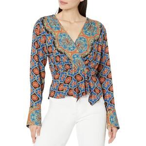 Free‎ People Falling For You Floral Print Peplum Top Boho Cropped Small
